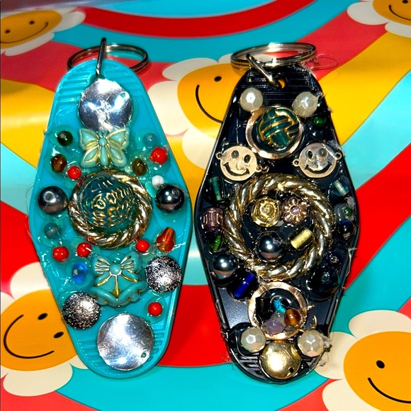 Colorful Beaded handcrafted Keychains set of 2 - Picture 1 of 2